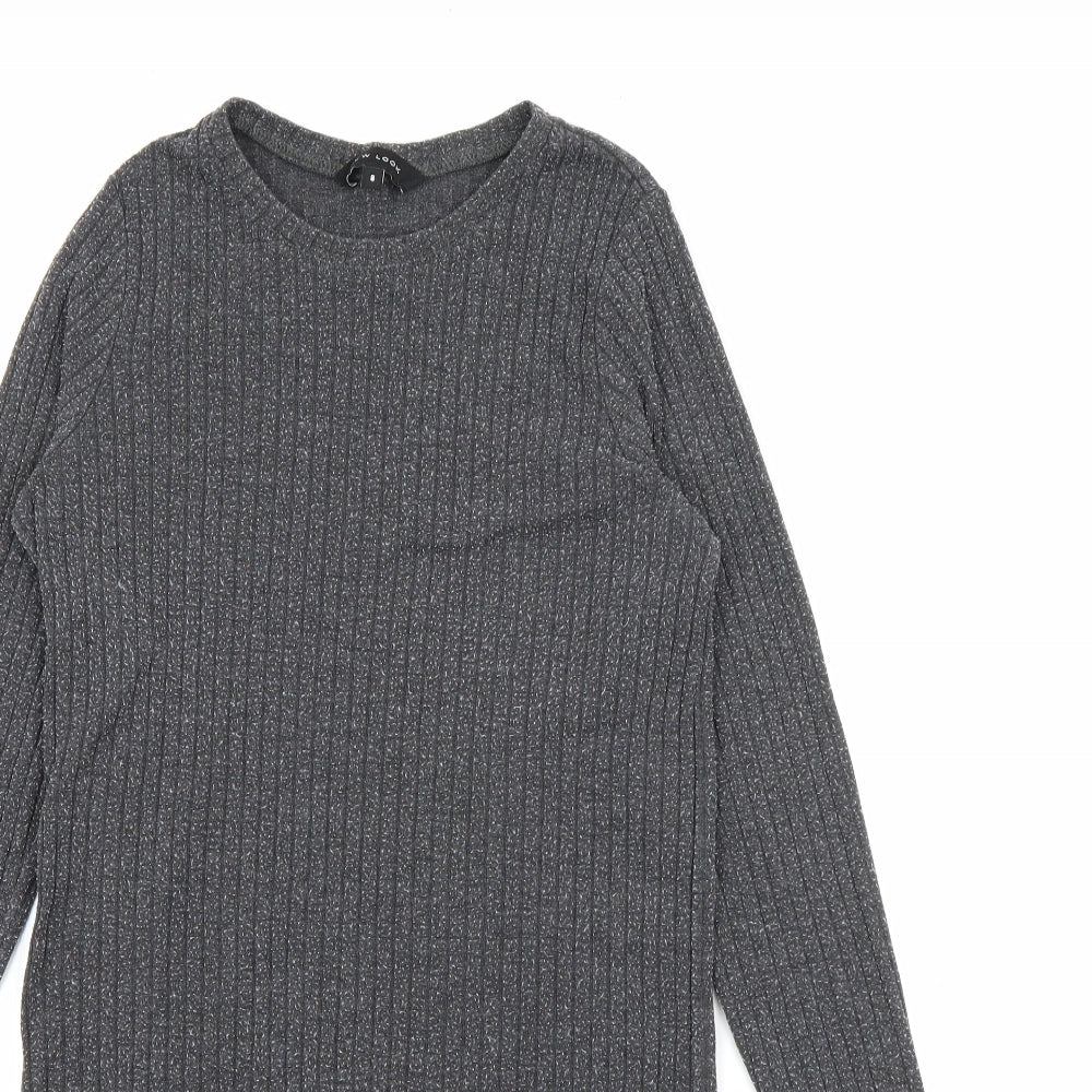 New Look Womens Grey Crew Neck  Cotton Pullover Jumper Size 8