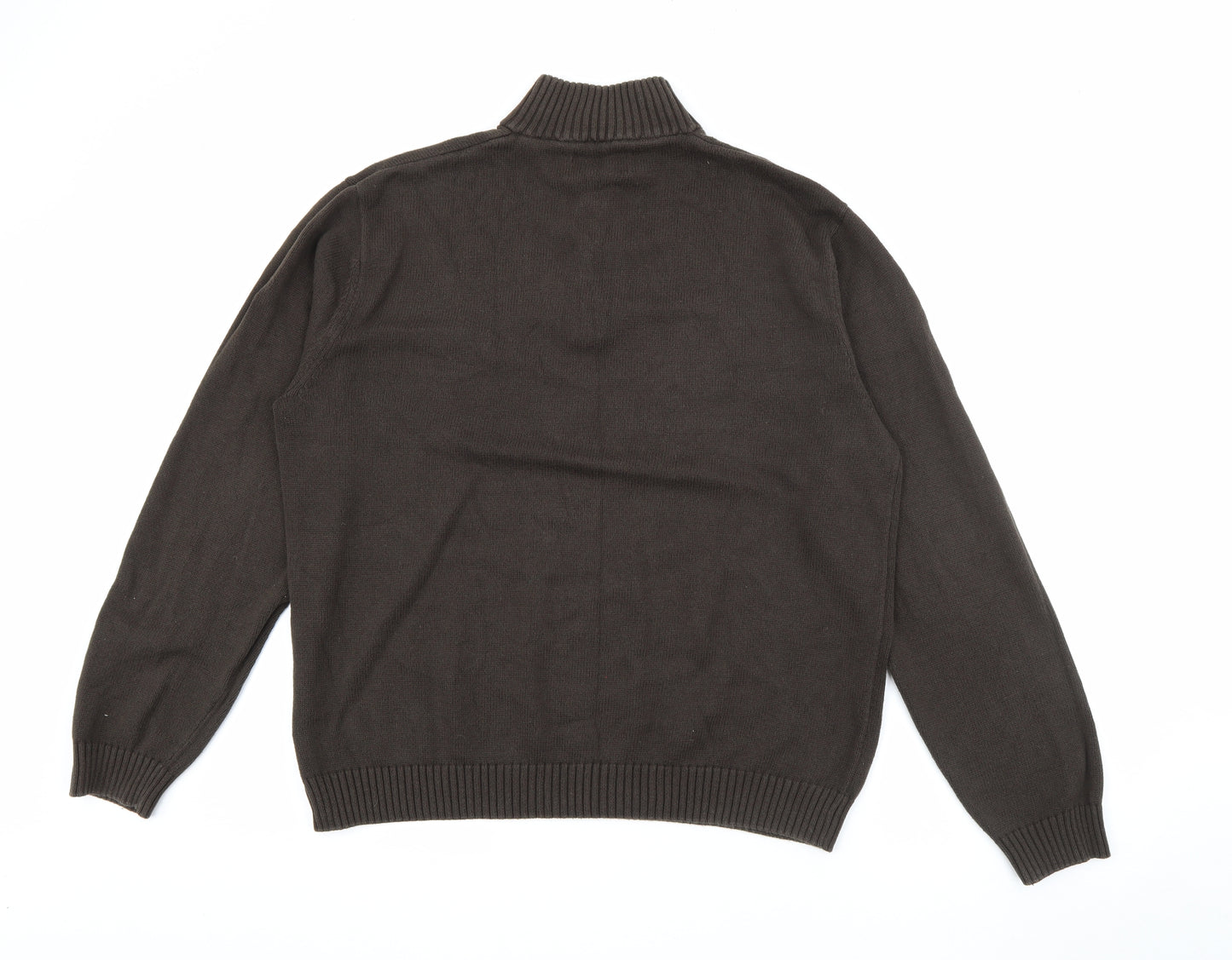 Chaps Mens Brown High Neck  Cotton Pullover Jumper Size L