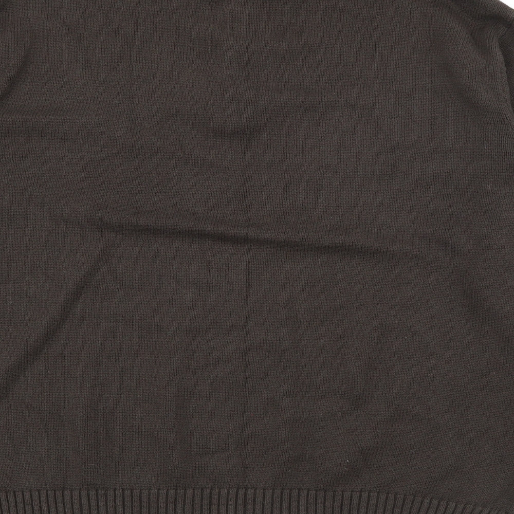 Chaps Mens Brown High Neck  Cotton Pullover Jumper Size L