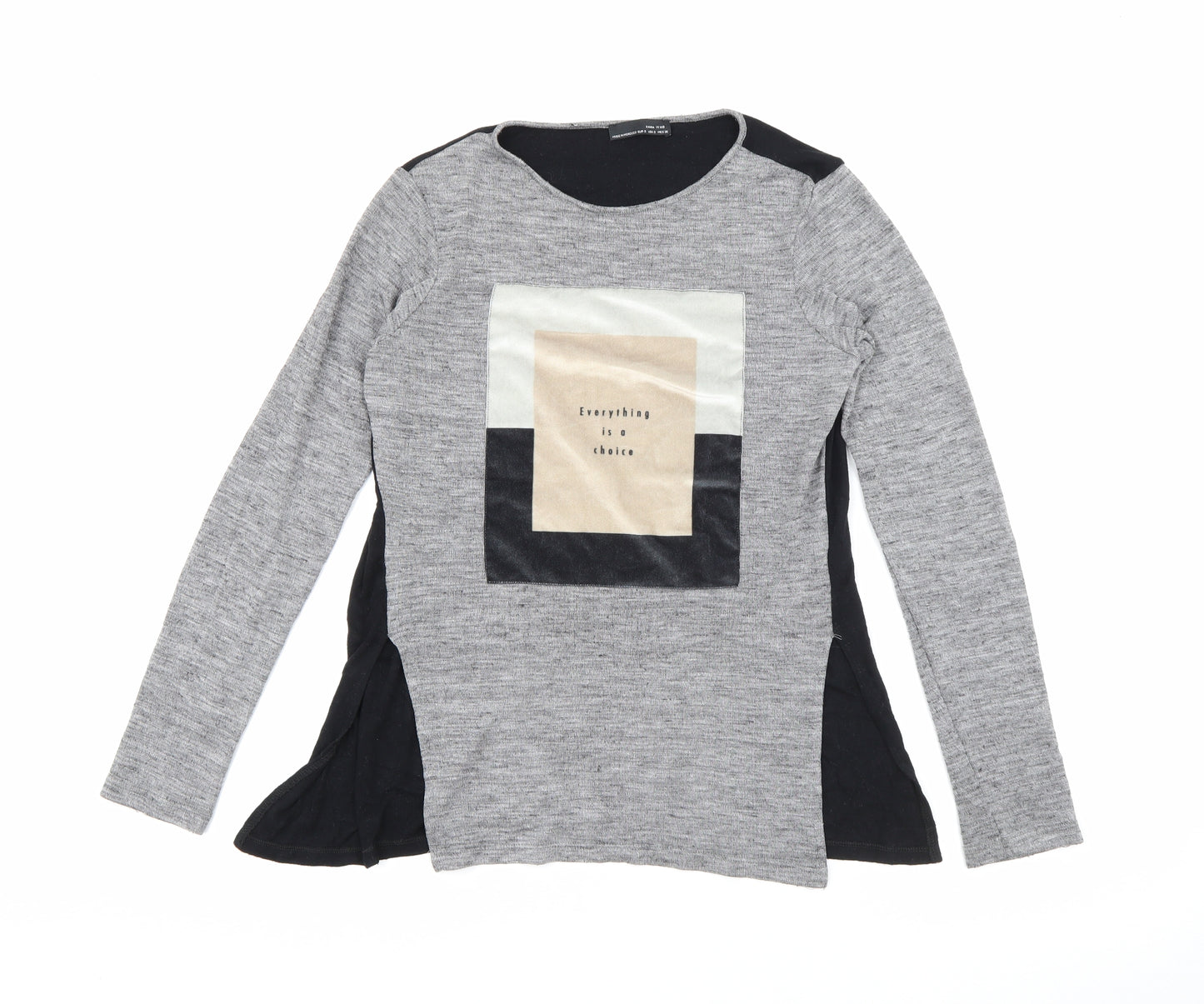 Zara Womens Grey Round Neck  Acrylic Pullover Jumper Size S
