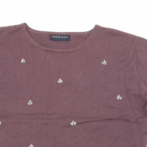 your 6th sense  Womens Purple Round Neck  Cotton Pullover Jumper Size M