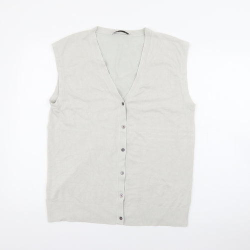 Zara Womens Grey V-Neck  Viscose Cardigan Jumper Size M