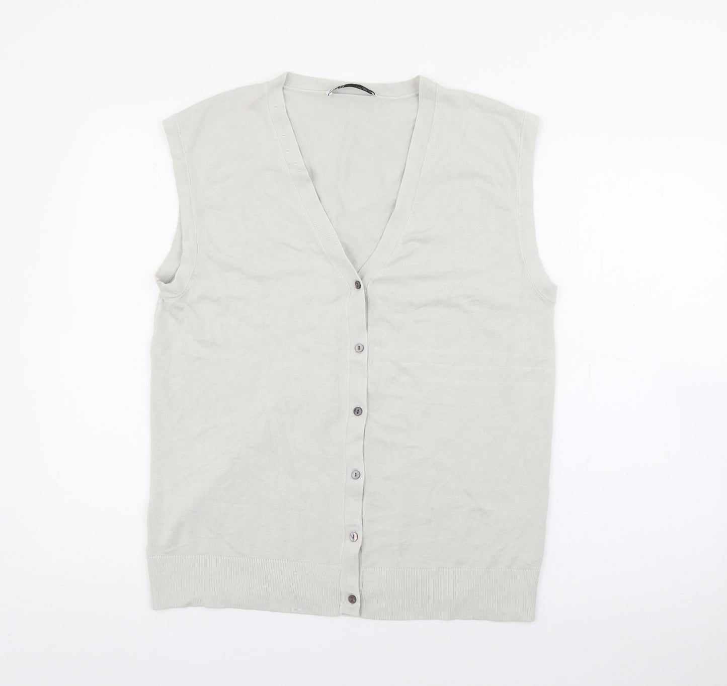 Zara Womens Grey V-Neck  Viscose Cardigan Jumper Size M