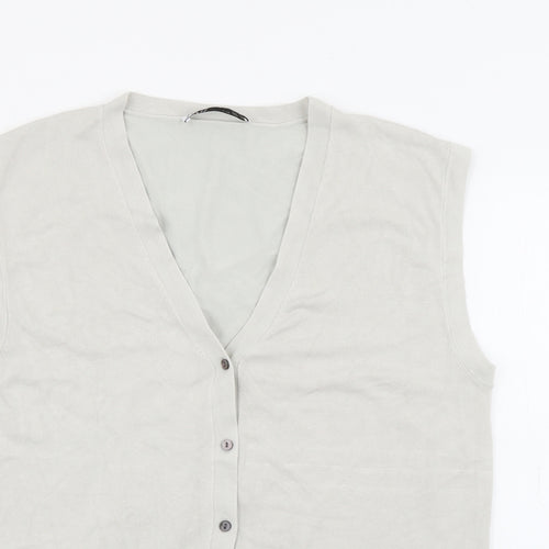 Zara Womens Grey V-Neck  Viscose Cardigan Jumper Size M