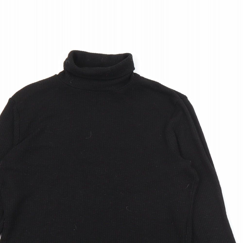 Nutmeg Womens Black Roll Neck  Viscose Pullover Jumper Size 8