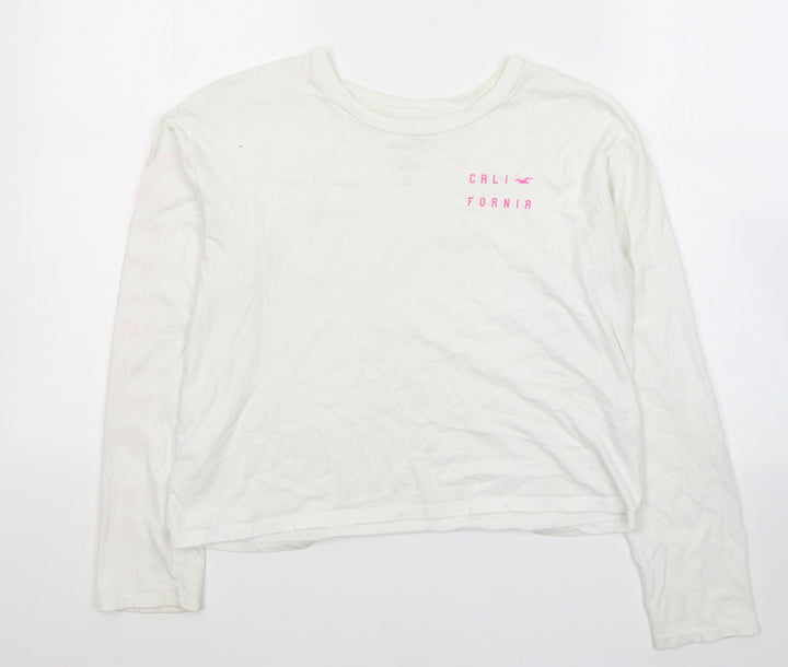 Hollister Womens White Cotton Jersey T-Shirt Size XS Round Neck