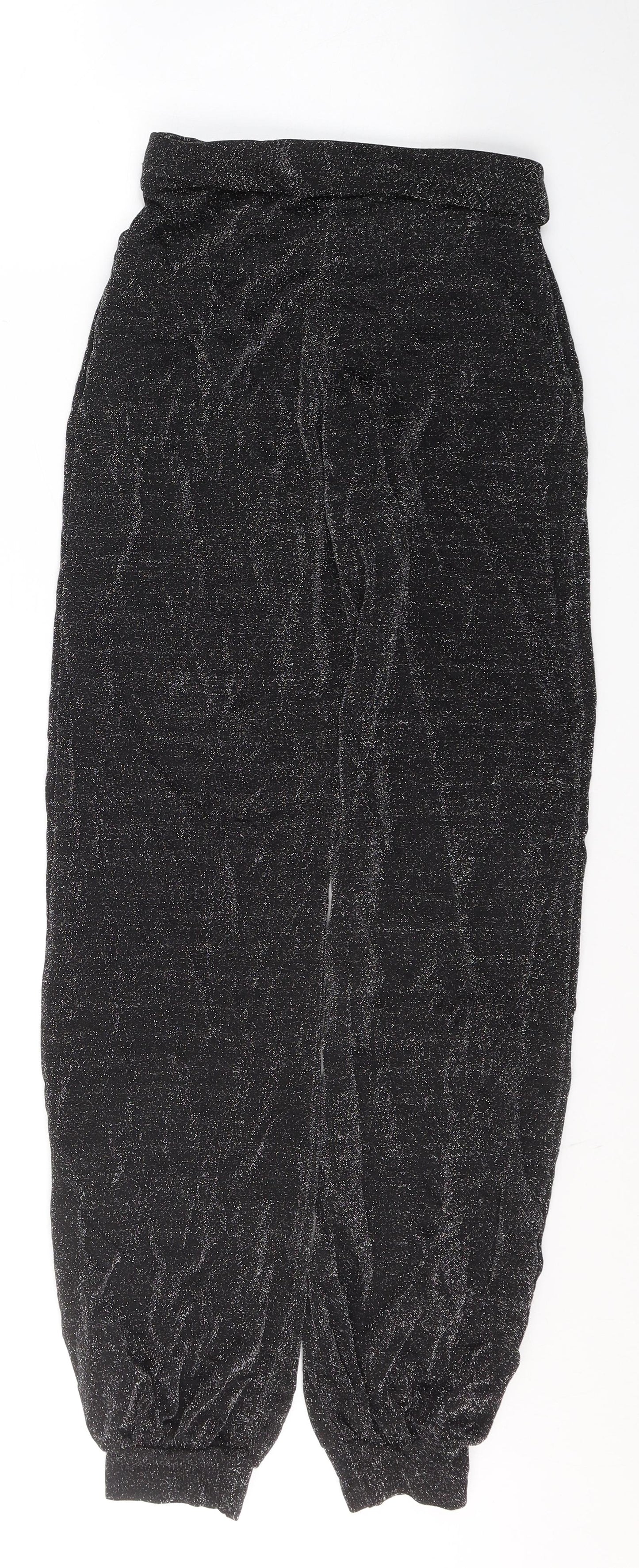 PRETTYLITTLETHING Womens Black  Polyester Trousers  Size 8 L30 in Regular  - Glitter effect