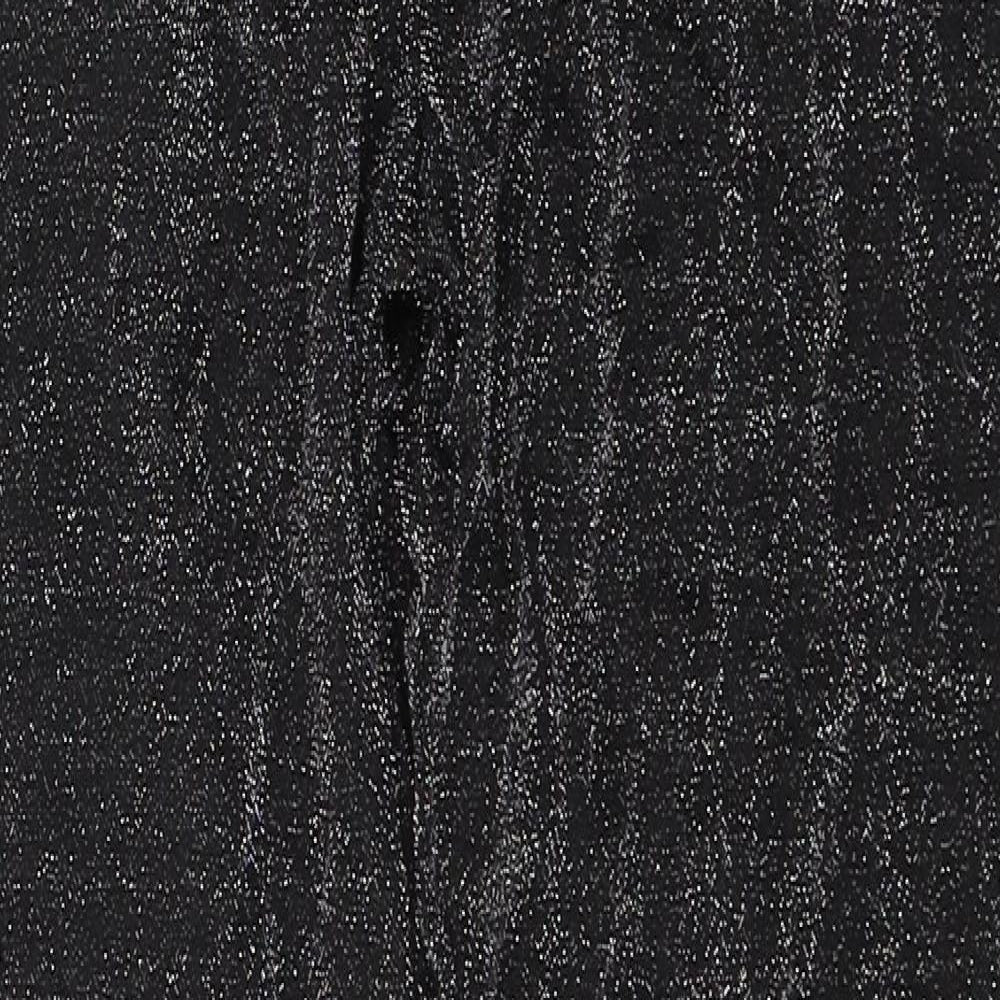 PRETTYLITTLETHING Womens Black  Polyester Trousers  Size 8 L30 in Regular  - Glitter effect