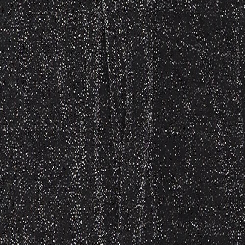 PRETTYLITTLETHING Womens Black  Polyester Trousers  Size 8 L30 in Regular  - Glitter effect