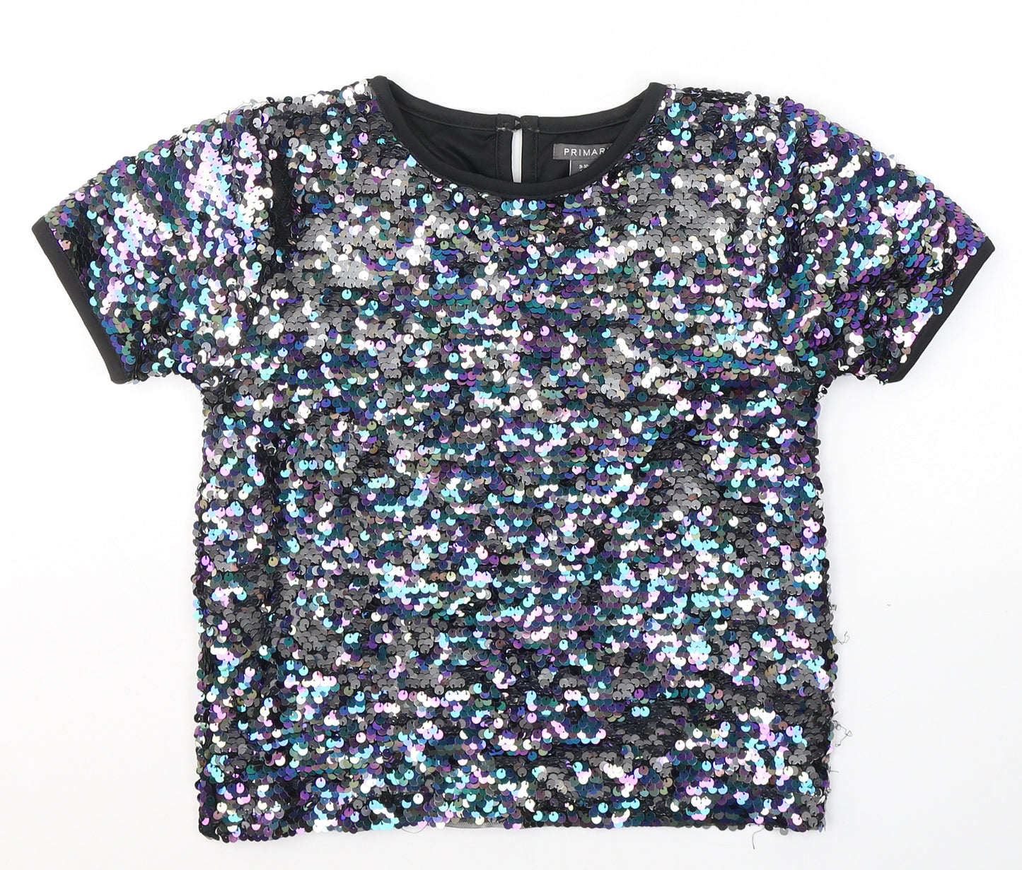 Primark Girls Black  Polyester Basic T-Shirt Size 9-10 Years Round Neck Pullover