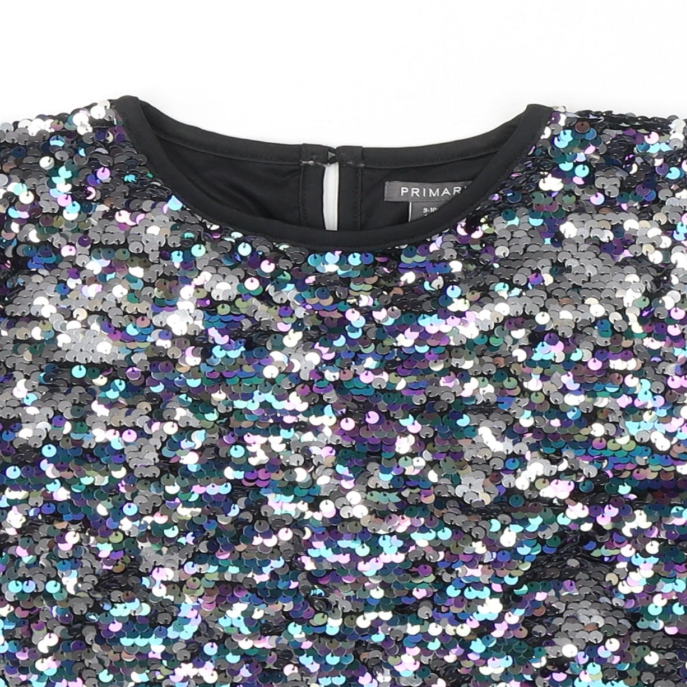 Primark Girls Black  Polyester Basic T-Shirt Size 9-10 Years Round Neck Pullover
