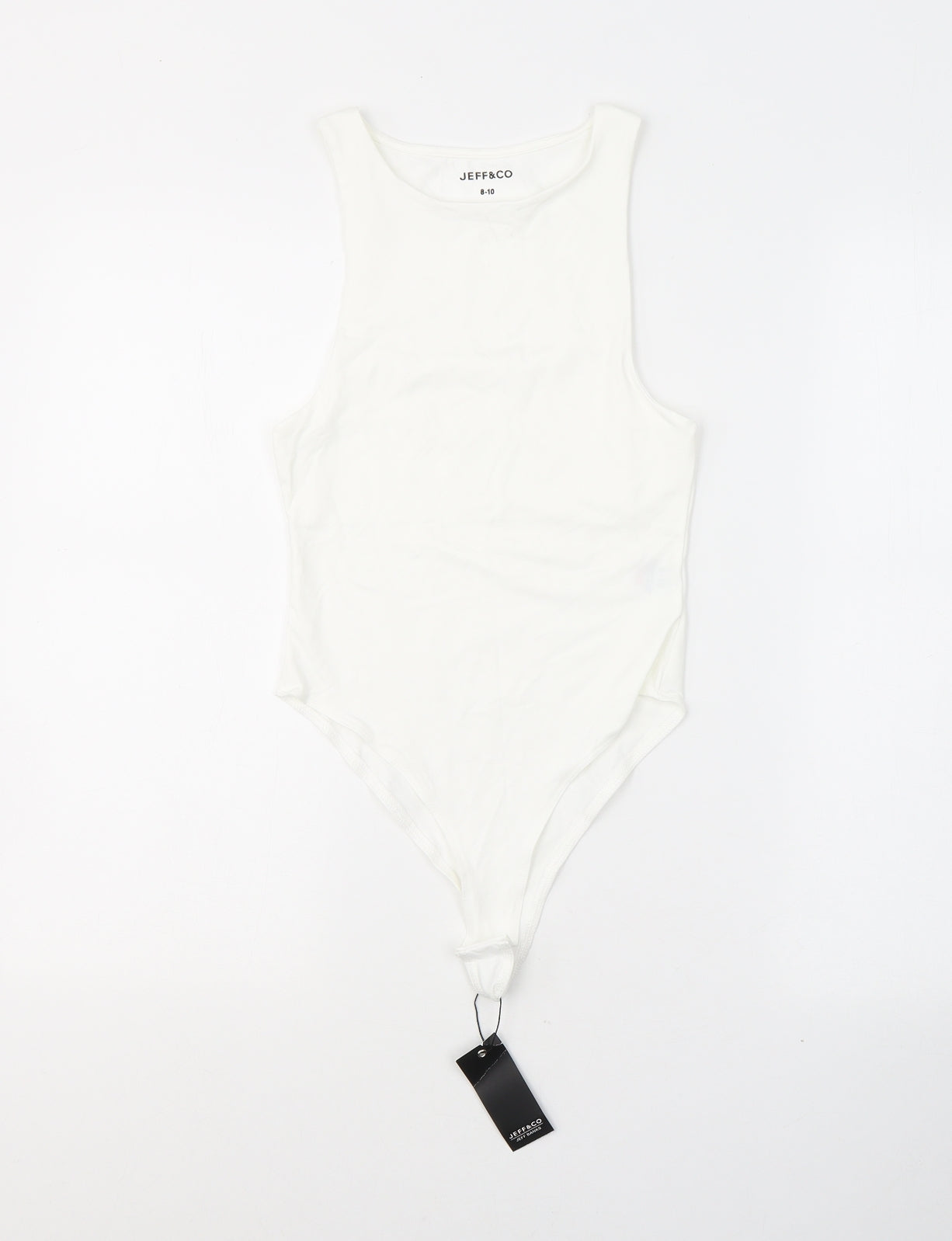 Jeff Banks Womens White  Polyamide Bodysuit One-Piece Size 8  Button