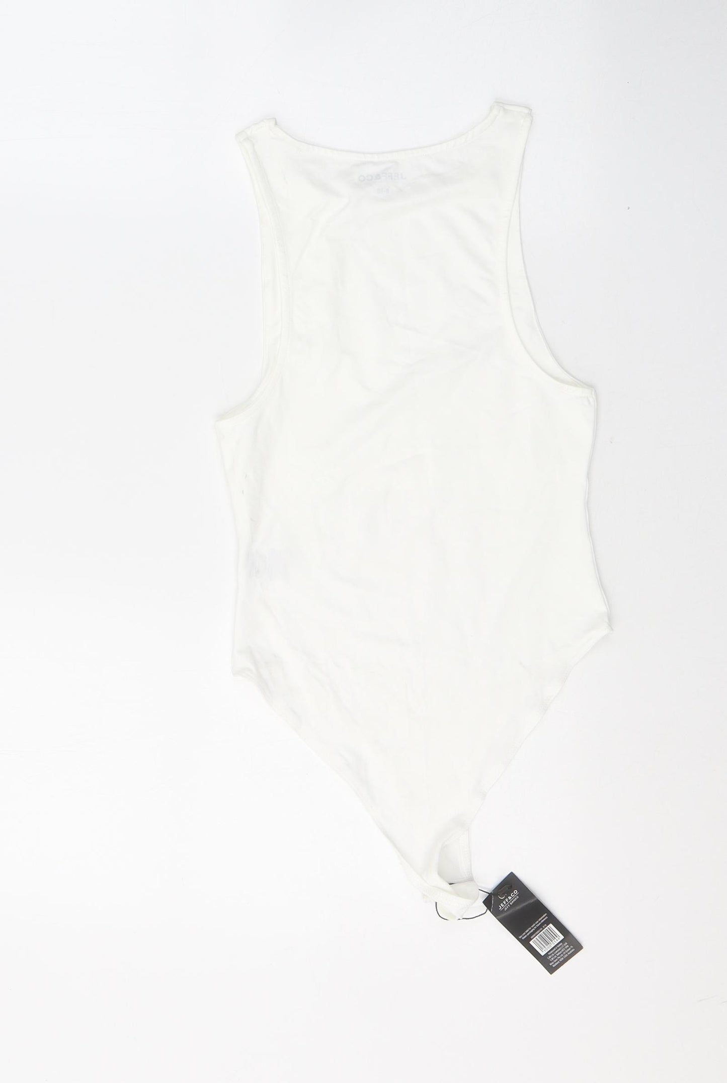 Jeff Banks Womens White  Polyamide Bodysuit One-Piece Size 8  Button