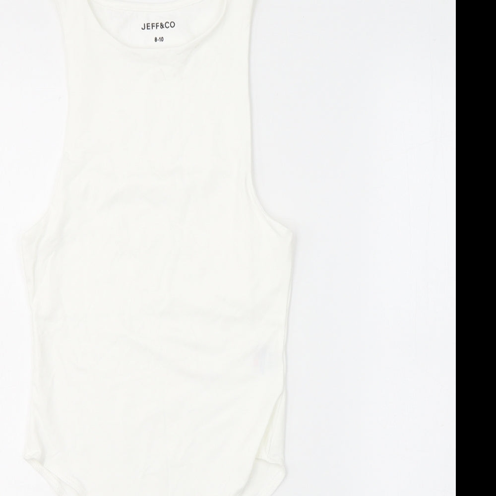 Jeff Banks Womens White  Polyamide Bodysuit One-Piece Size 8  Button