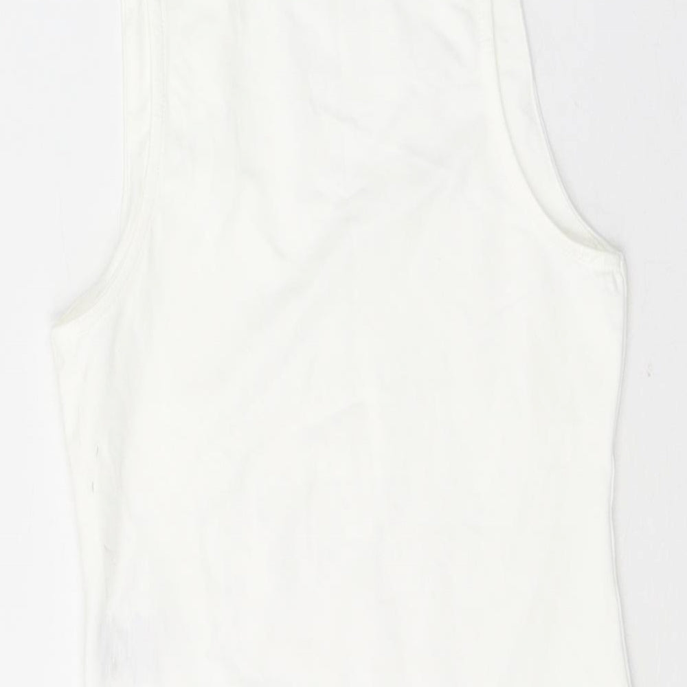 Jeff Banks Womens White  Polyamide Bodysuit One-Piece Size 8  Button