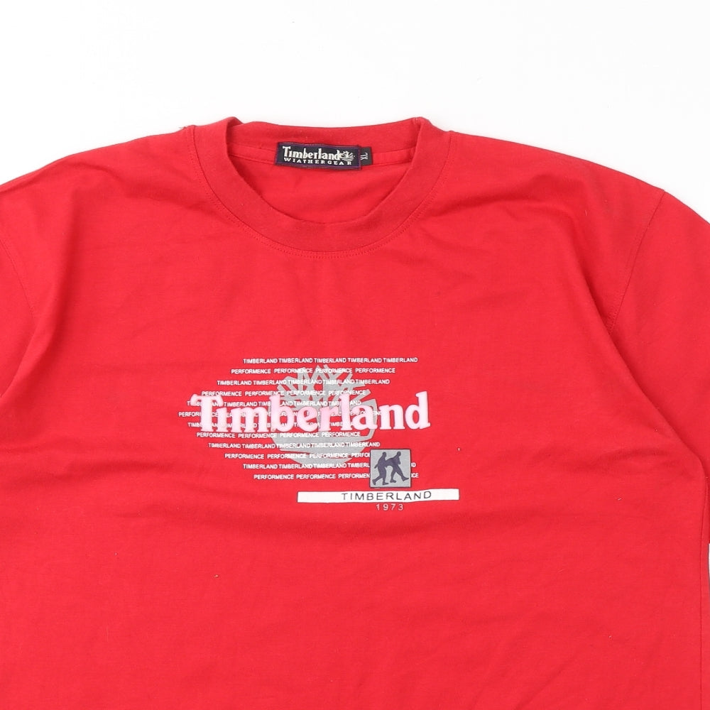 Timberland Mens Red  Cotton  T-Shirt Size XL Round Neck