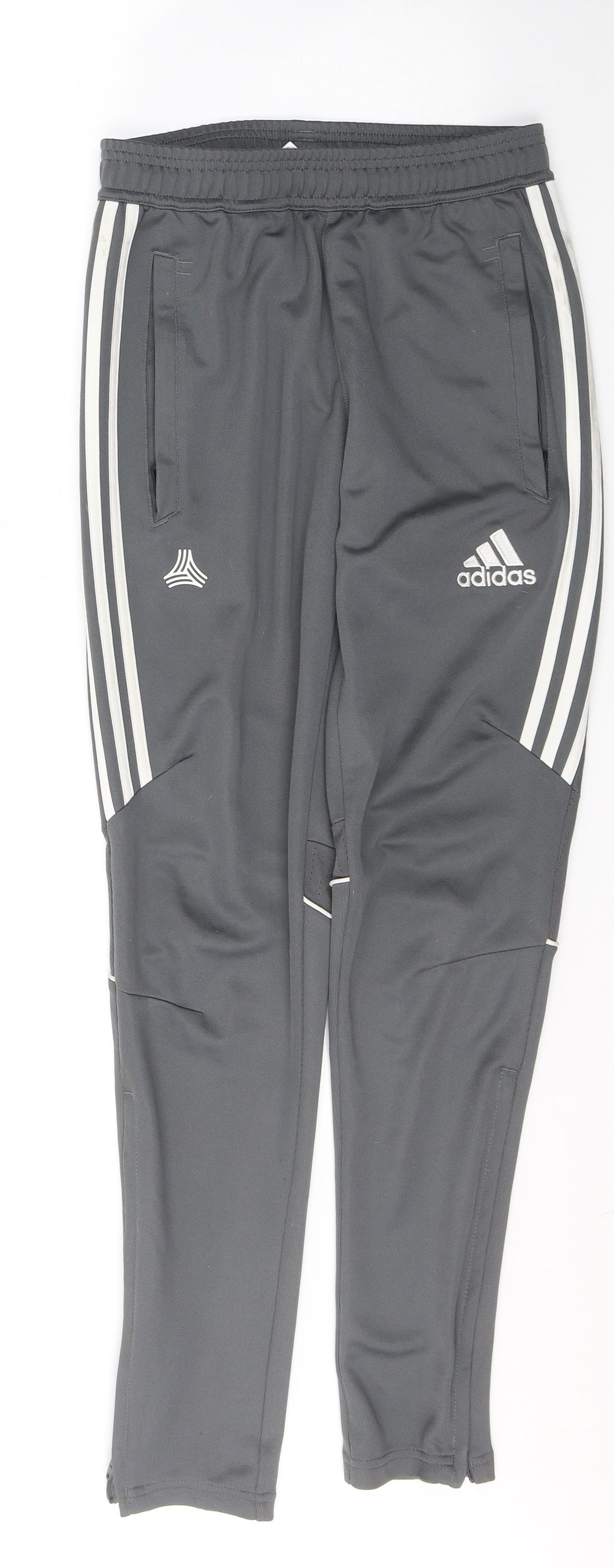 adidas Mens Grey  Polyester Sweatpants Trousers Size XS L30 in Regular Pullover