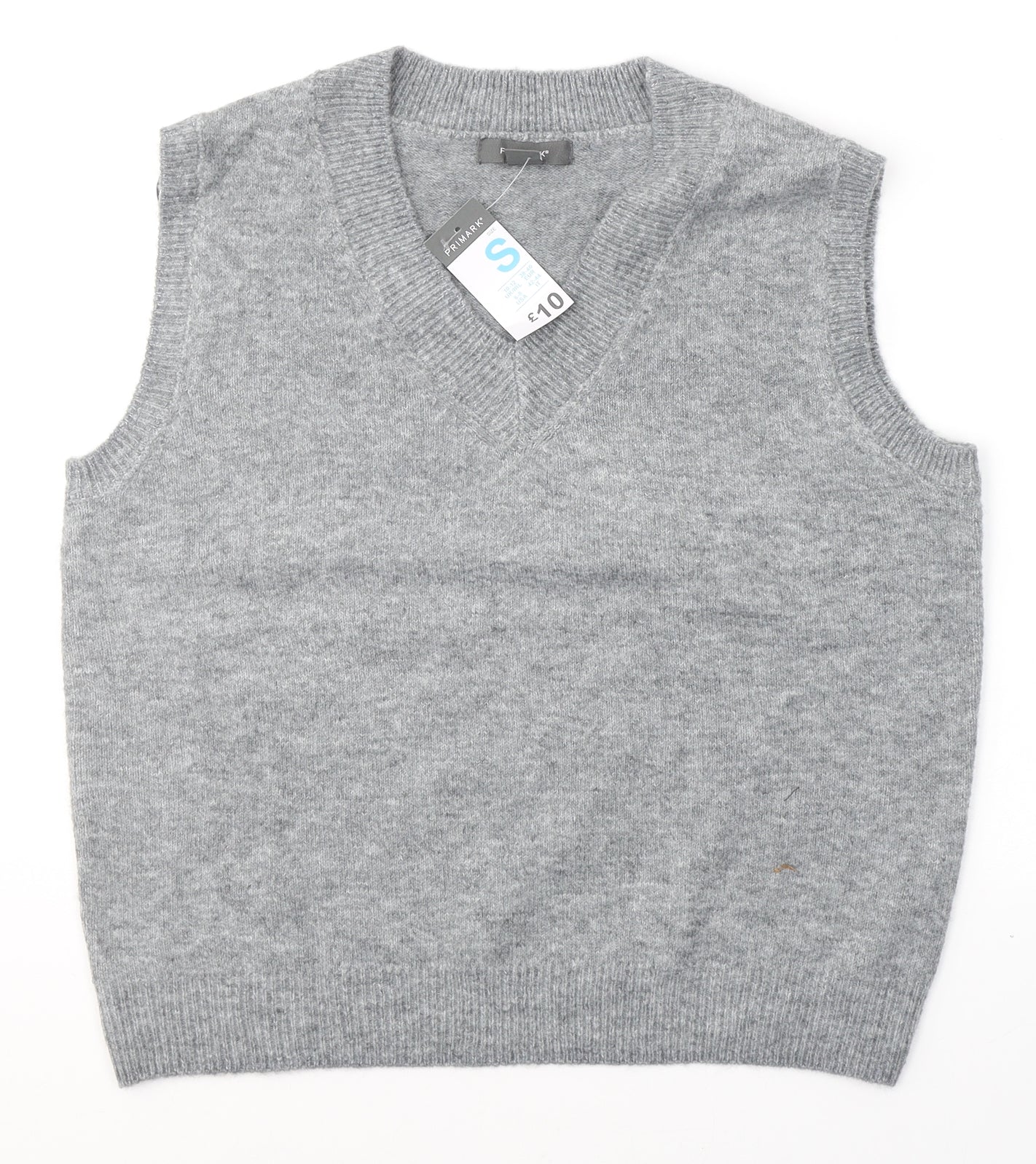 Primark Womens Grey V-Neck  Acrylic Pullover Jumper Size 10