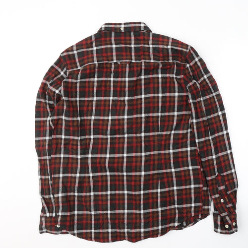 William Rast Mens Multicoloured Plaid Cotton  Button-Up Size L Collared Button