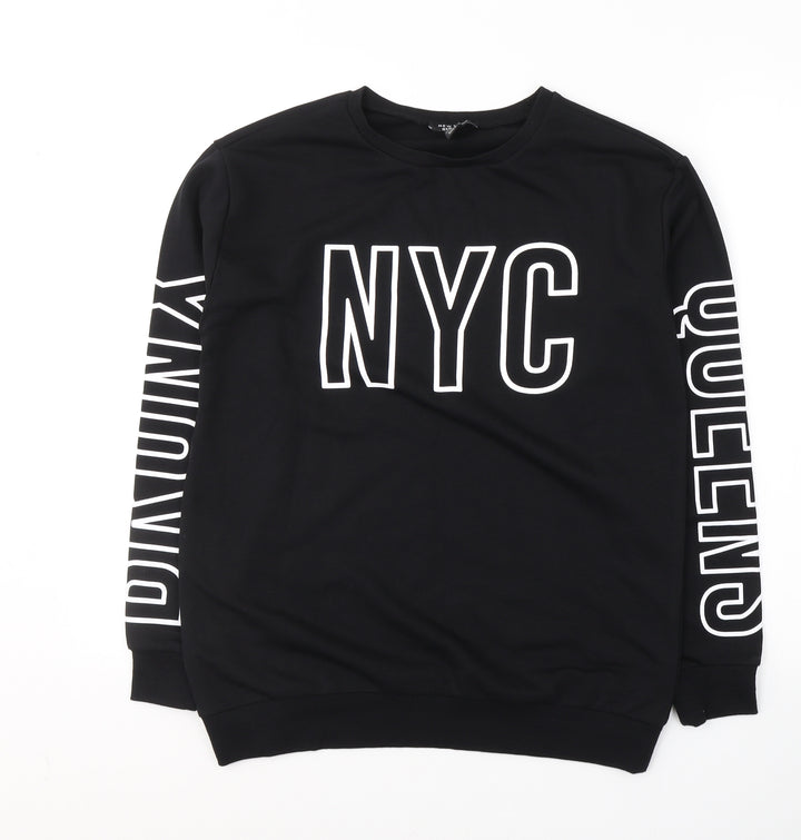 New Look Boys Black Cotton Pullover Sweatshirt Size 12-13 Years Pullover - NYC