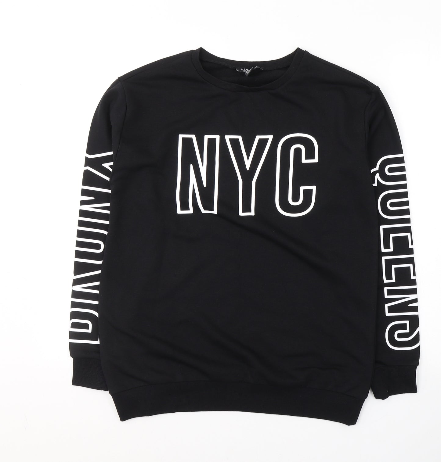 New Look Boys Black  Cotton Pullover Sweatshirt Size 12-13 Years  Pullover - NYC