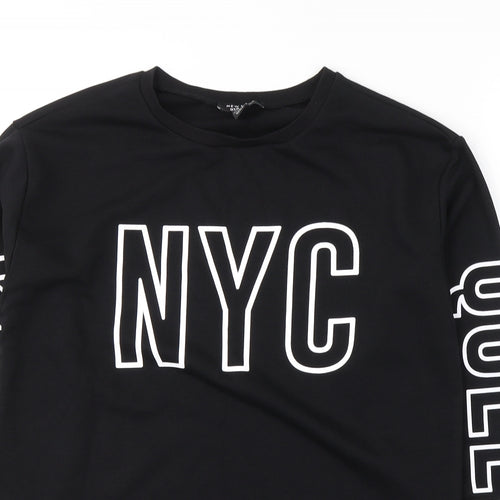 New Look Boys Black  Cotton Pullover Sweatshirt Size 12-13 Years  Pullover - NYC