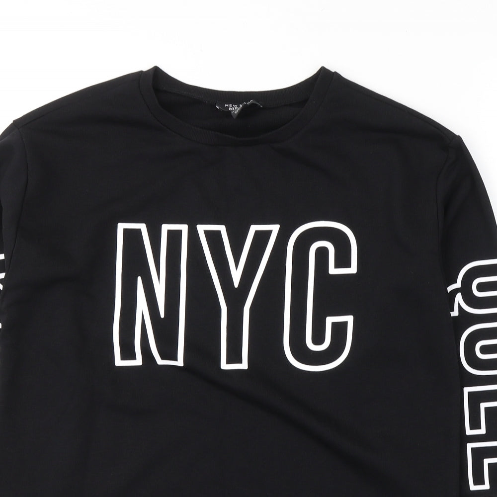 New Look Boys Black  Cotton Pullover Sweatshirt Size 12-13 Years  Pullover - NYC