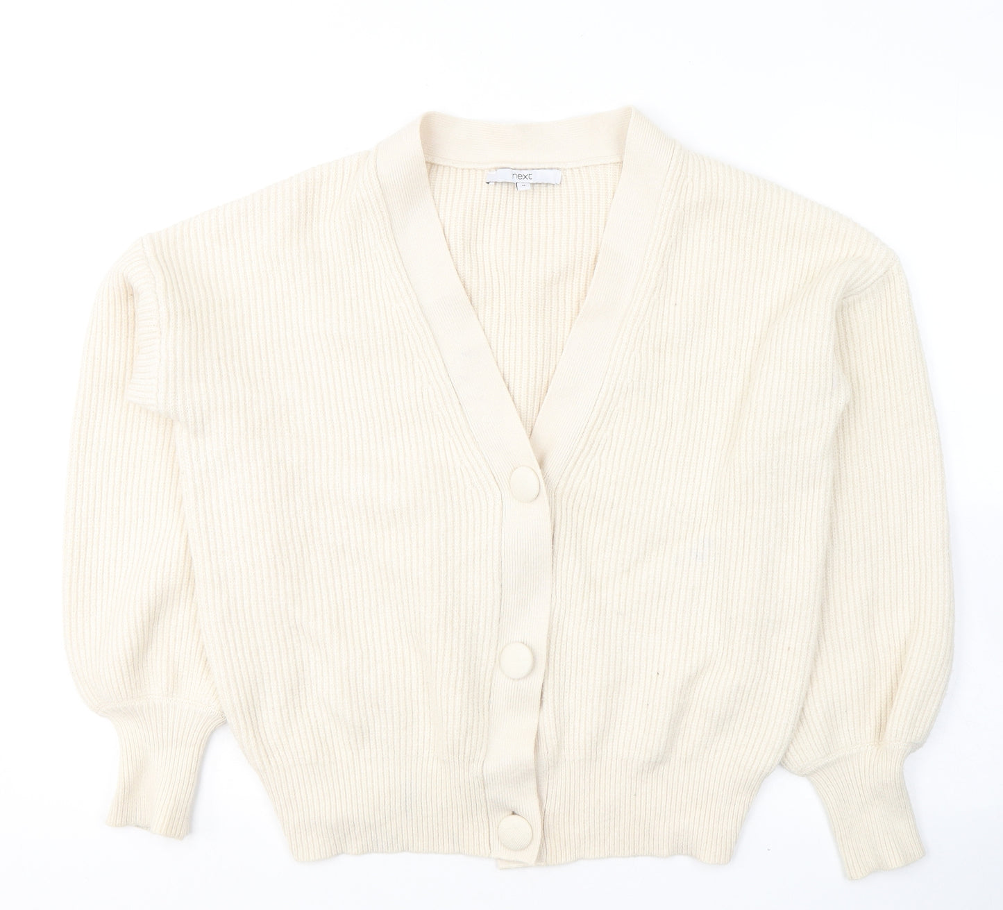 NEXT Womens Ivory V-Neck  Viscose Cardigan Jumper Size M