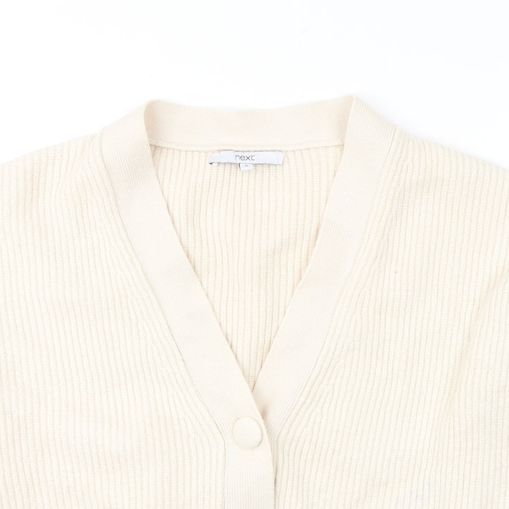 NEXT Womens Ivory V-Neck  Viscose Cardigan Jumper Size M