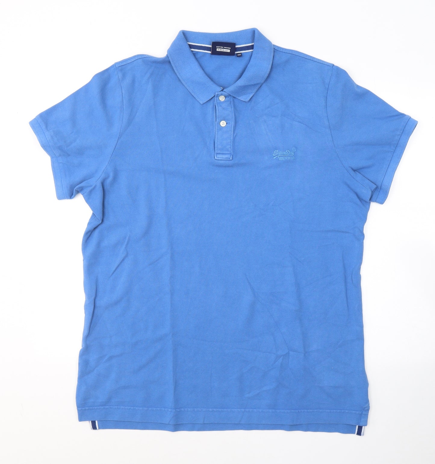 Superdry Mens Blue  Cotton  Polo Size 3XL Collared Pullover