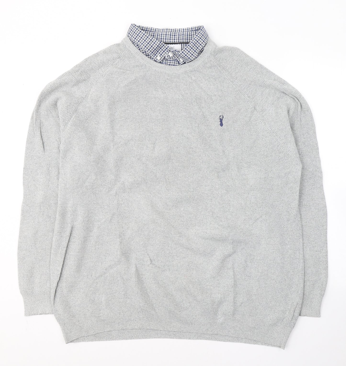 NEXT Mens Grey Collared  Cotton Pullover Jumper Size 3XL