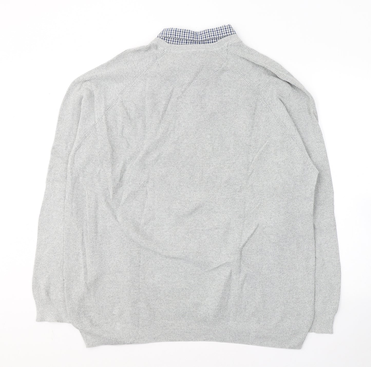 NEXT Mens Grey Collared  Cotton Pullover Jumper Size 3XL