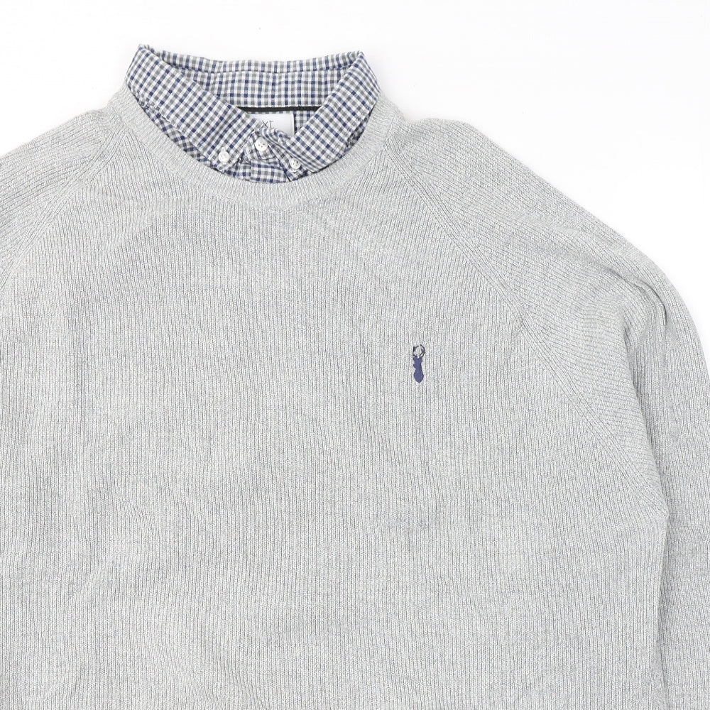 NEXT Mens Grey Collared  Cotton Pullover Jumper Size 3XL