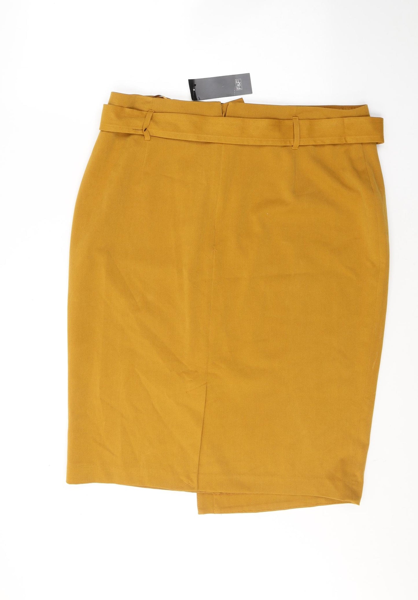 F&F Womens Yellow  Polyester A-Line Skirt Size 18   Zip