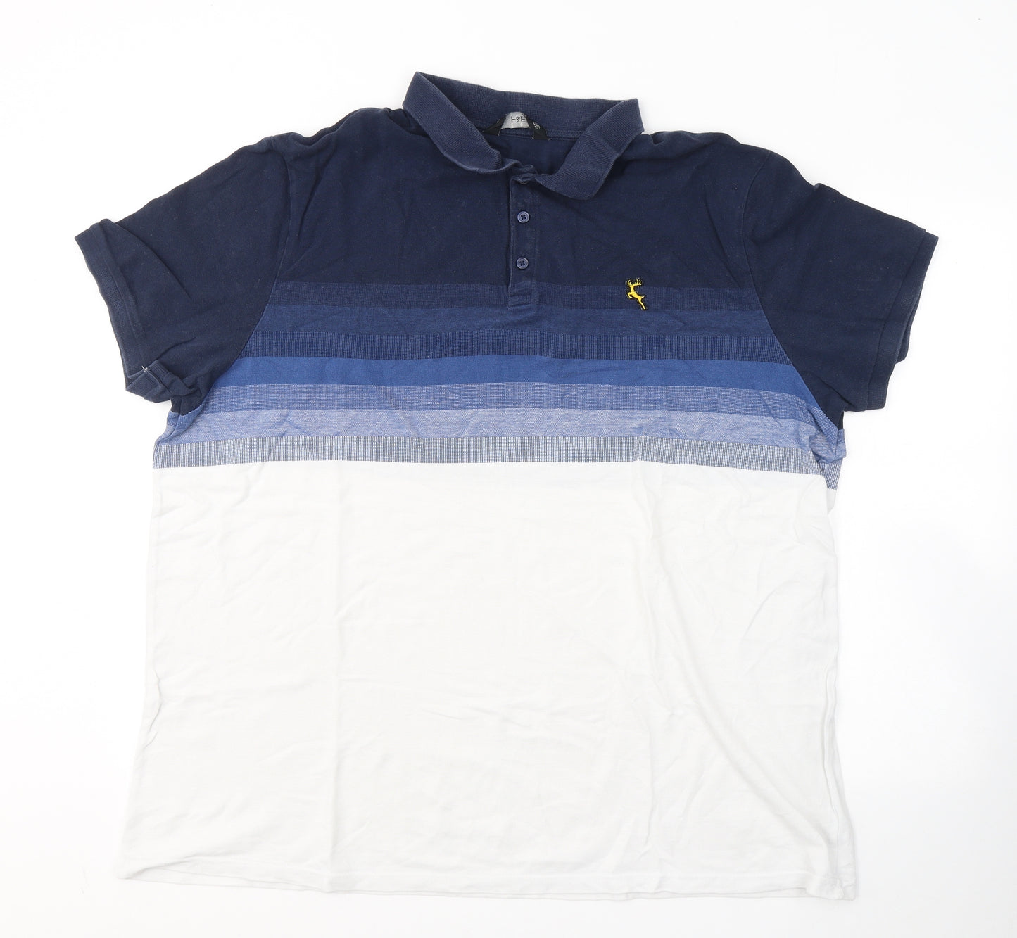 F&F Mens White Colourblock Cotton  Polo Size 3XL Collared Pullover