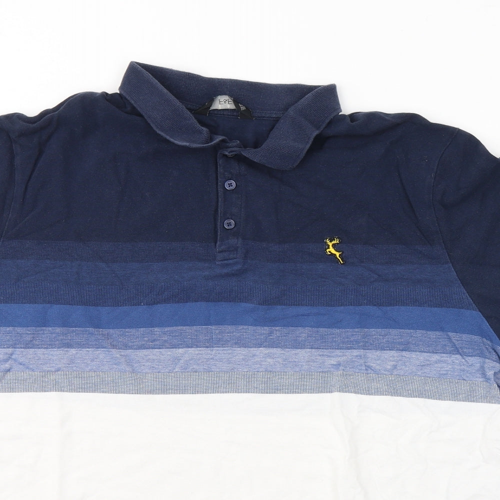 F&F Mens White Colourblock Cotton  Polo Size 3XL Collared Pullover