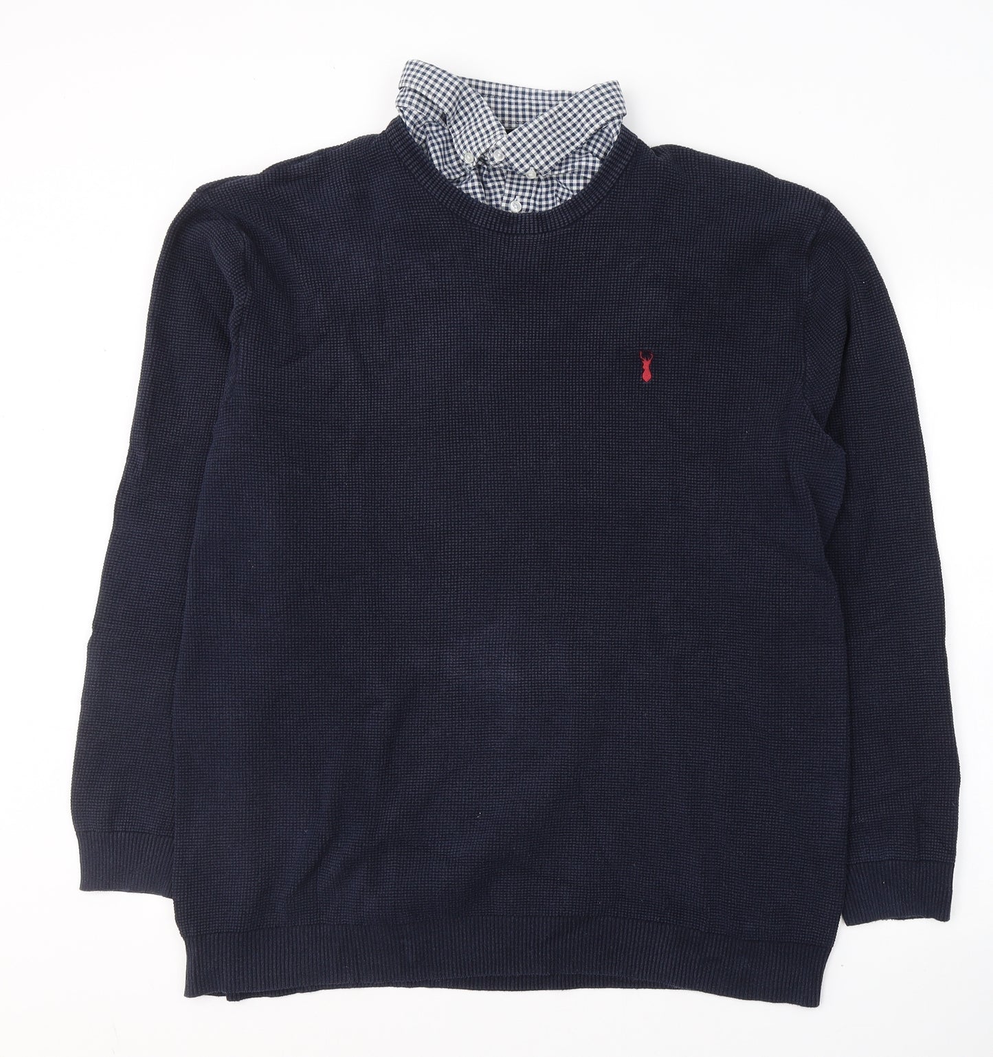 NEXT Mens Blue Collared  Cotton Pullover Jumper Size 3XL