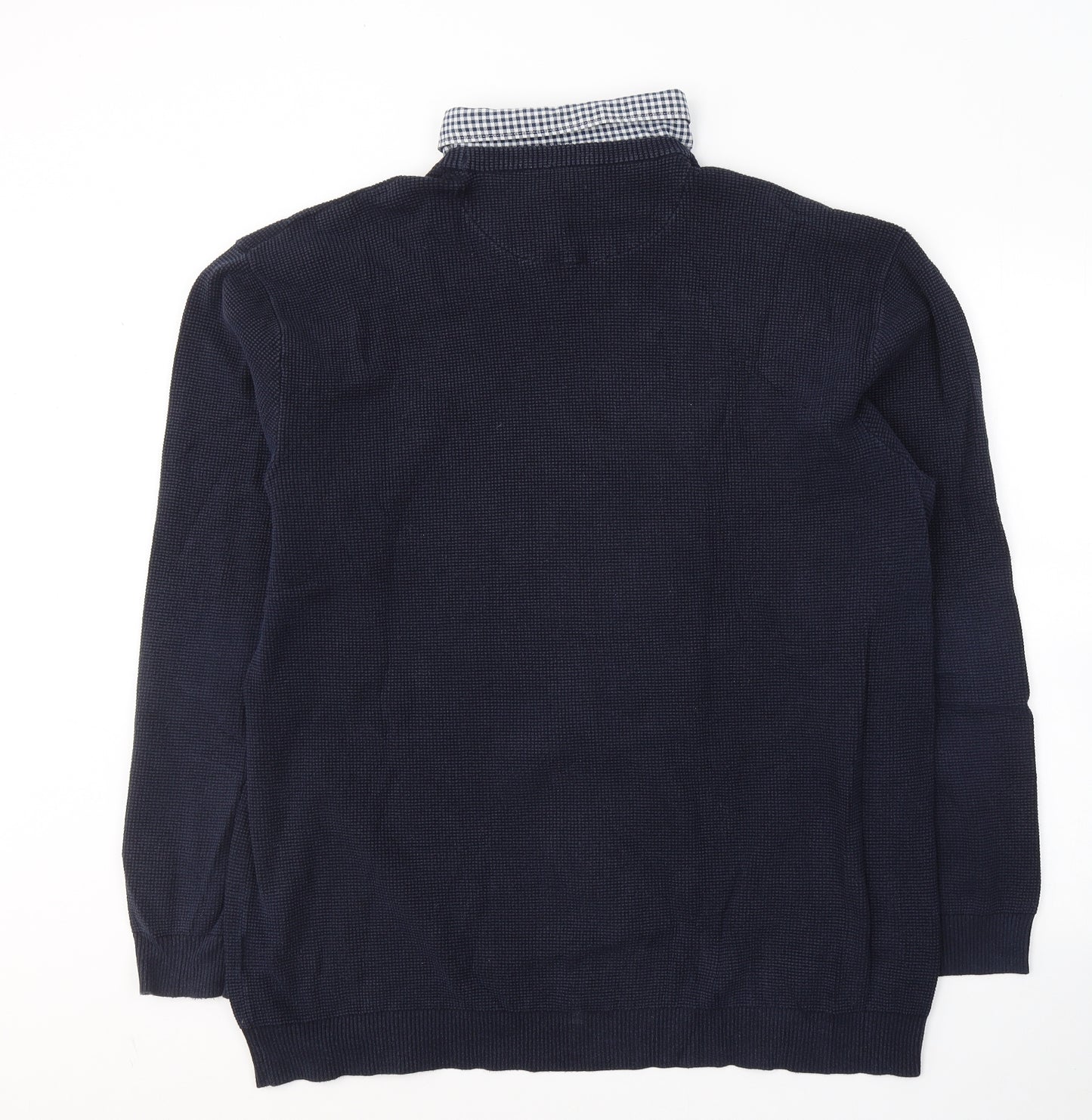 NEXT Mens Blue Collared  Cotton Pullover Jumper Size 3XL