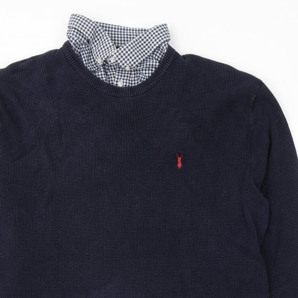 NEXT Mens Blue Collared  Cotton Pullover Jumper Size 3XL