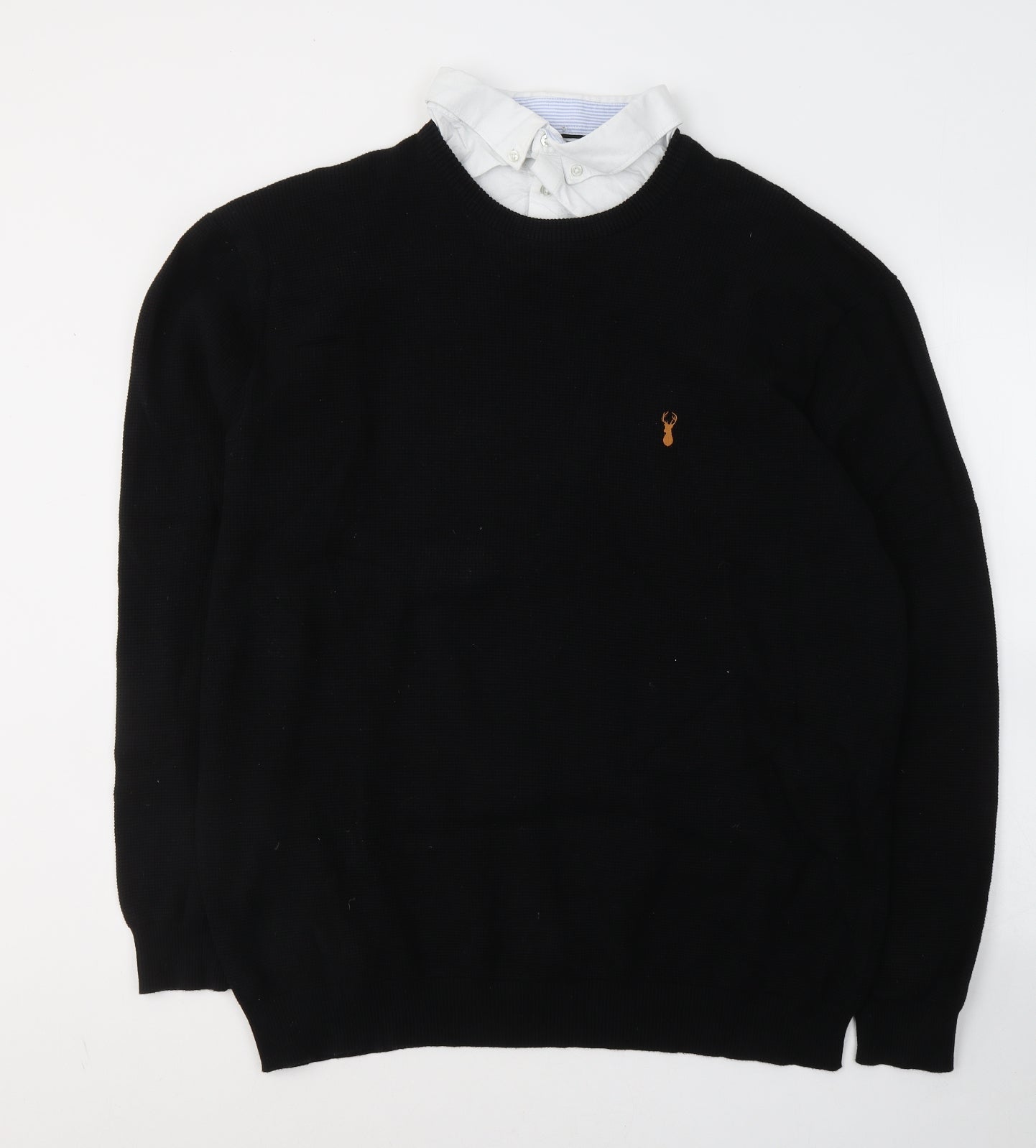 NEXT Mens Black Collared  Cotton Pullover Jumper Size 3XL
