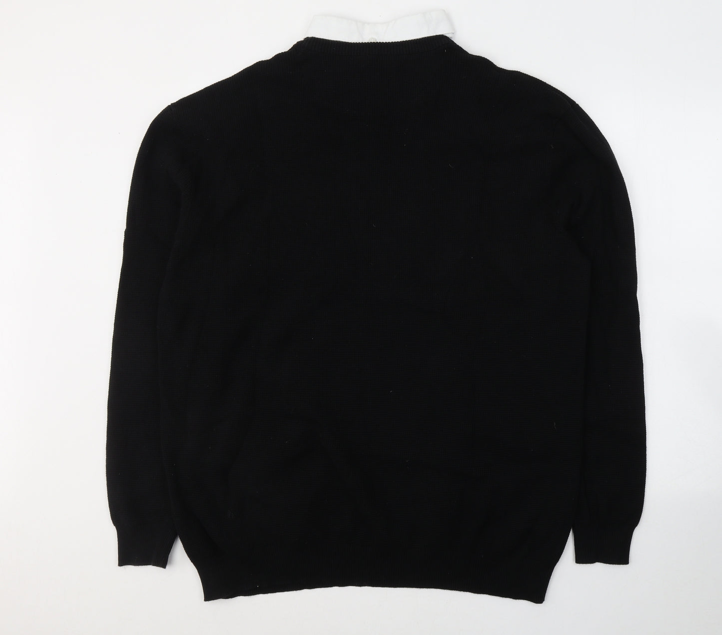 NEXT Mens Black Collared  Cotton Pullover Jumper Size 3XL
