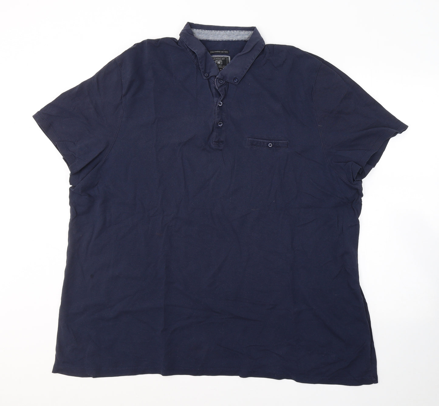 F&F Mens Blue  Cotton  Polo Size 3XL Collared Pullover