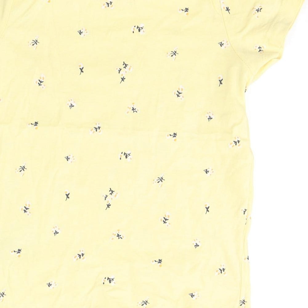 Primark Girls Yellow Spotted Cotton Basic T-Shirt Size 6-7 Years Round Neck Pullover - Be happy