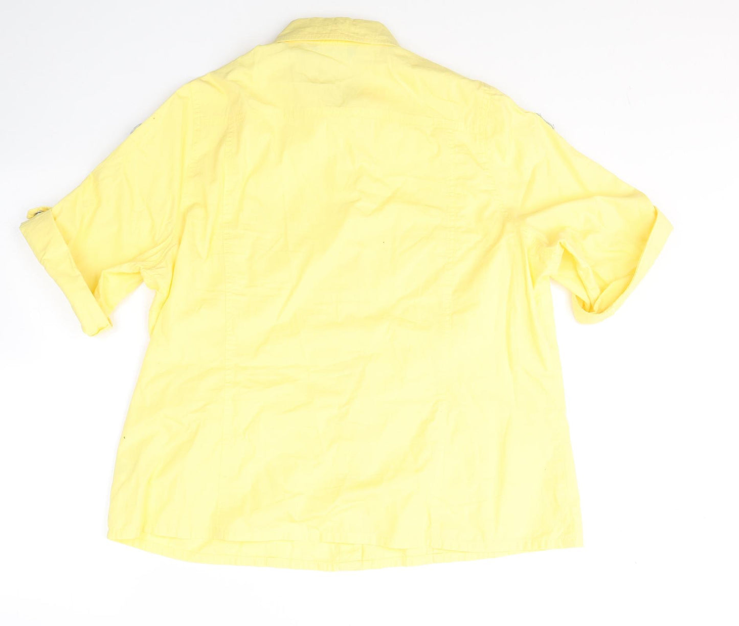 New Look Womens Yellow  Cotton Basic Button-Up Size 20 Collared
