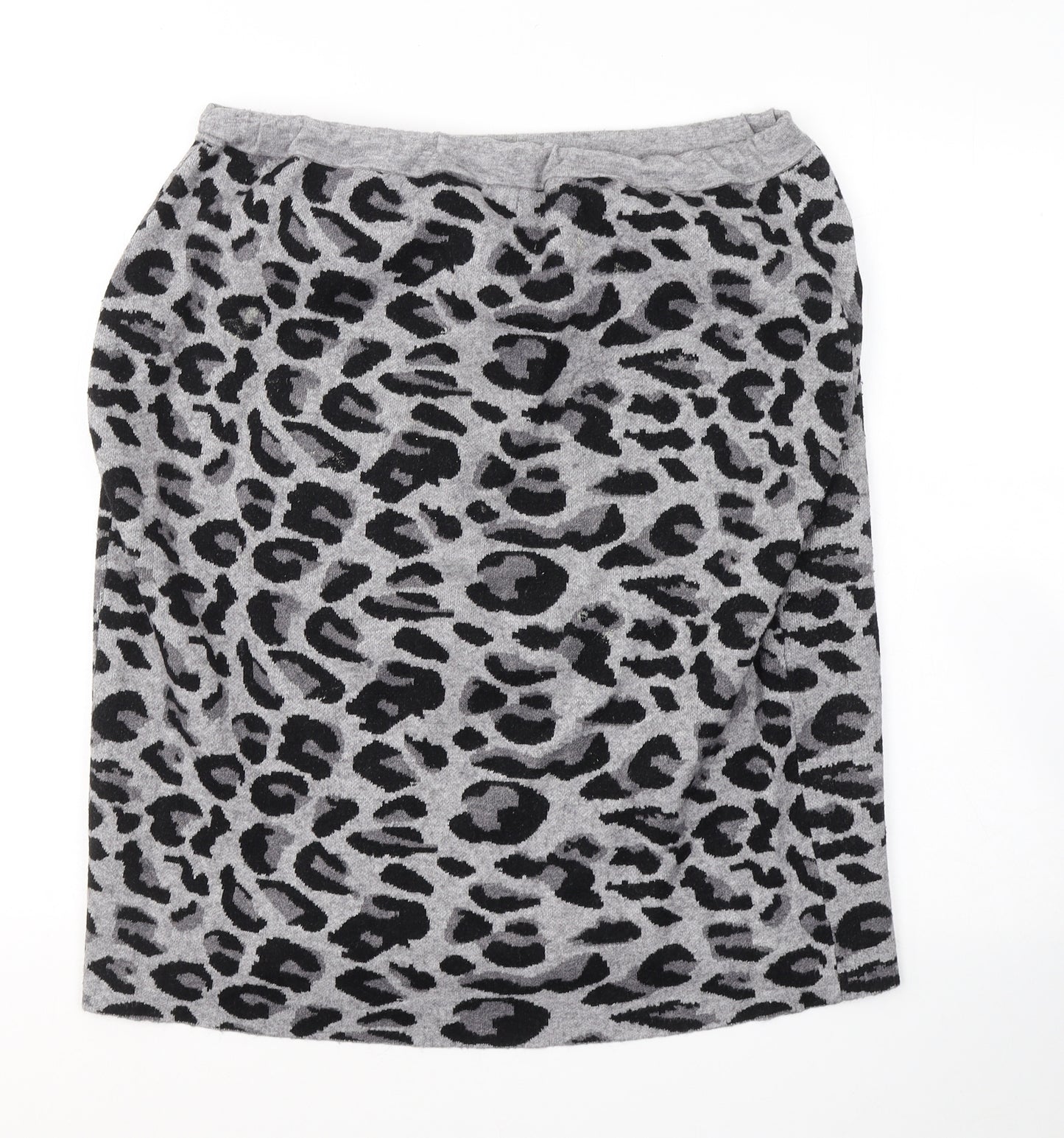 Gallery Womens Grey Animal Print Viscose A-Line Skirt Size L