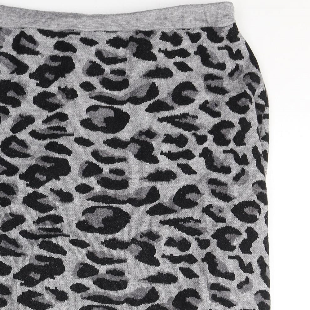 Gallery Womens Grey Animal Print Viscose A-Line Skirt Size L