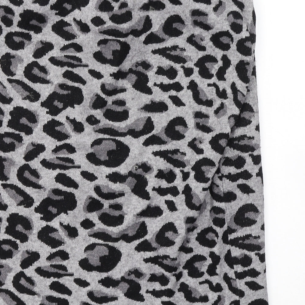 Gallery Womens Grey Animal Print Viscose A-Line Skirt Size L