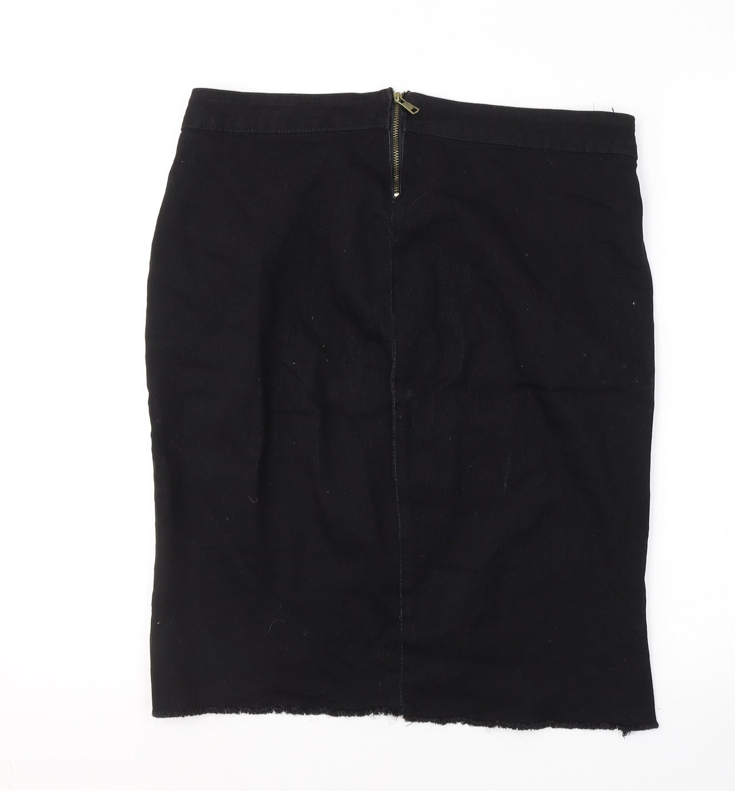 Preworn Womens Black  Polyester A-Line Skirt Size L   Zip