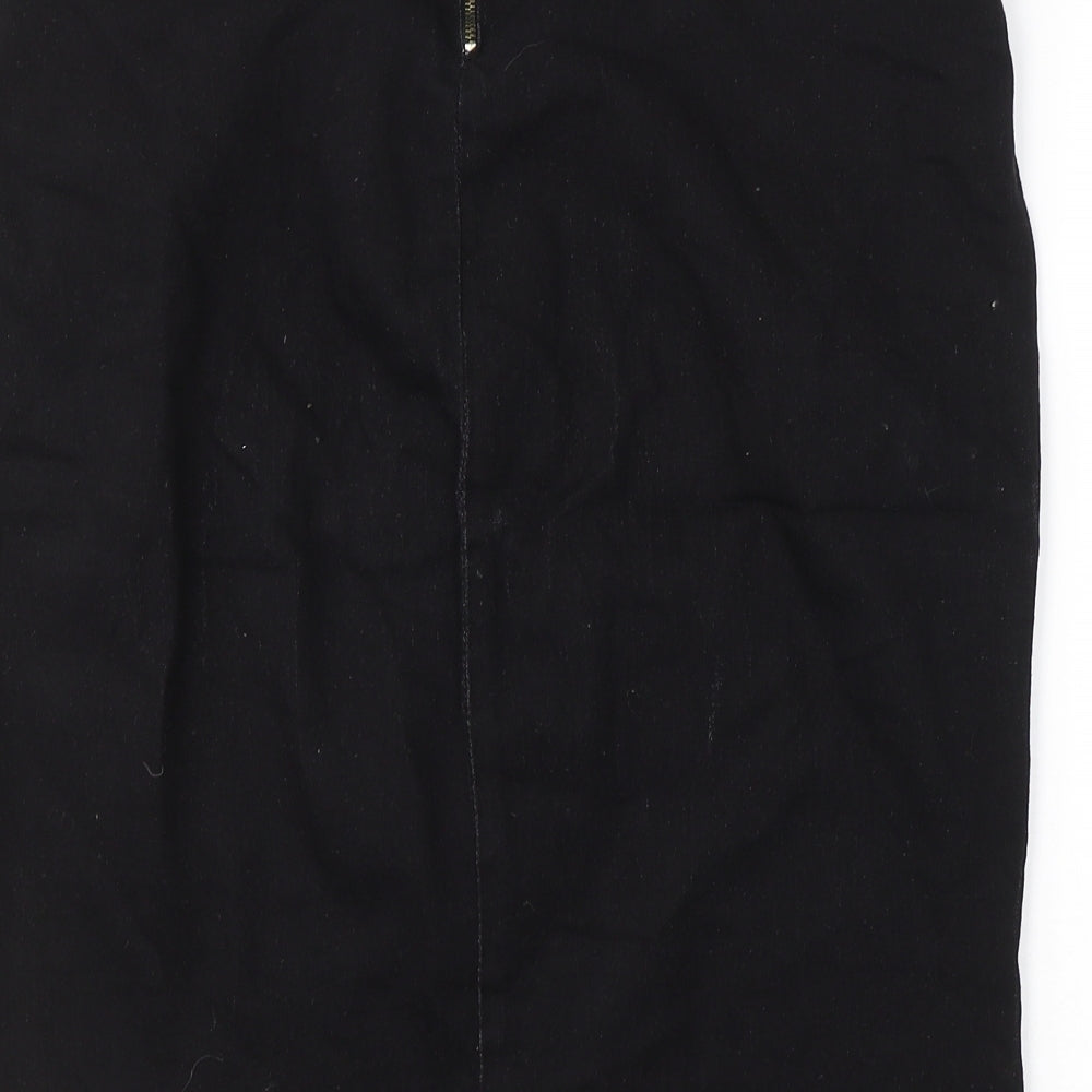 Preworn Womens Black  Polyester A-Line Skirt Size L   Zip
