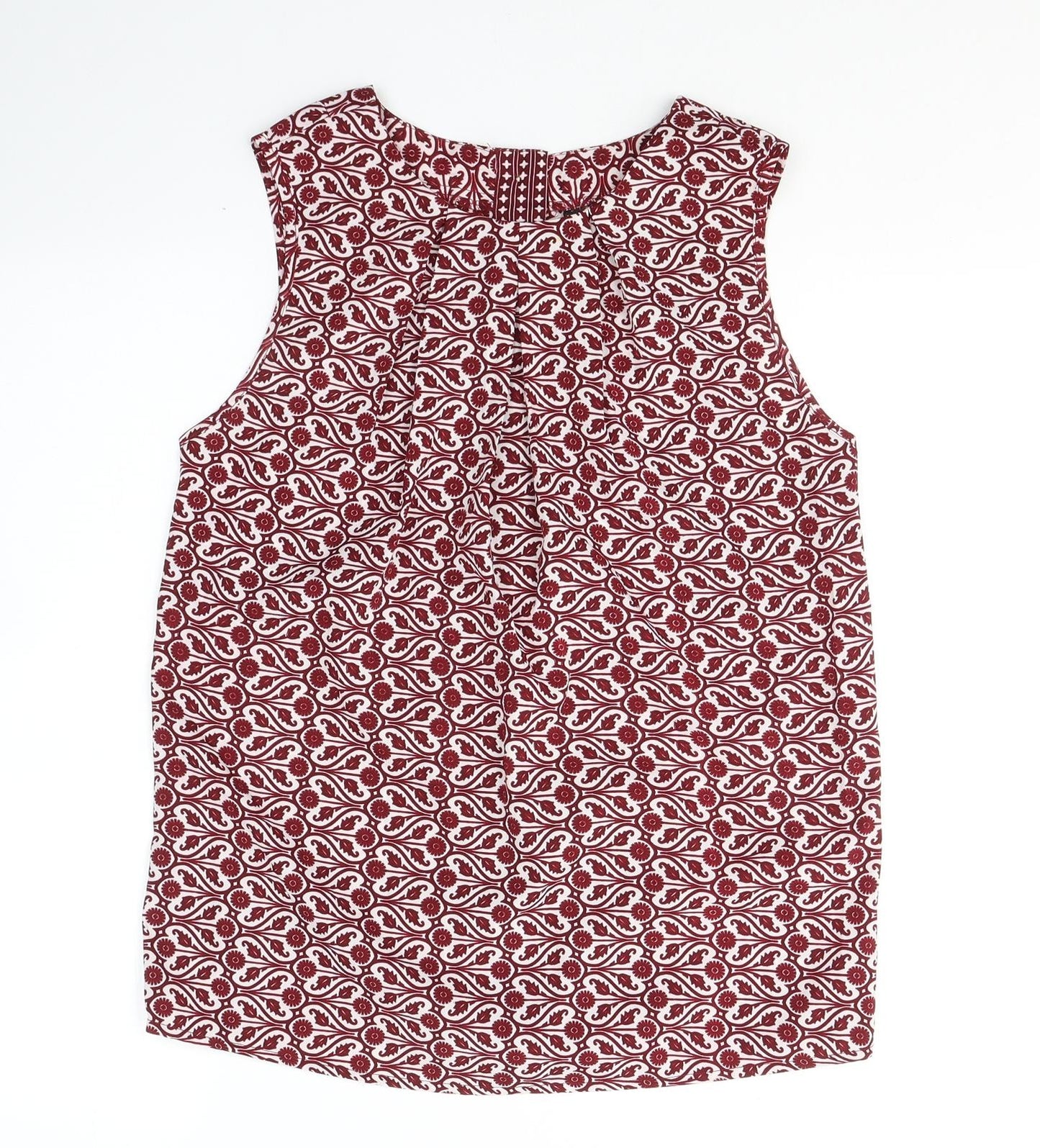 Influence Womens Red Geometric Polyester Basic T-Shirt Size 8 Round Neck